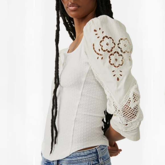 Free People Ivory Brunch Date Top - Picture 2 of 15